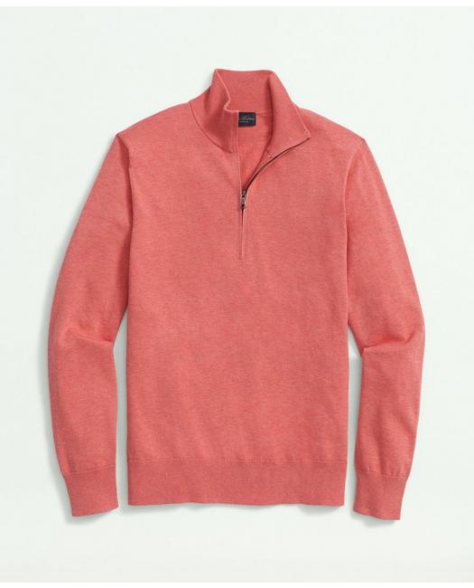 Brooks Brothers Supima Cotton Half-zip Sweater | Red Heather | Size Small