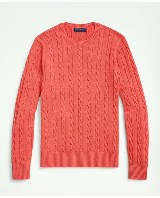 Brooks Brothers Supima Cotton Cable Crewneck Sweater | Red Heather | Size Medium