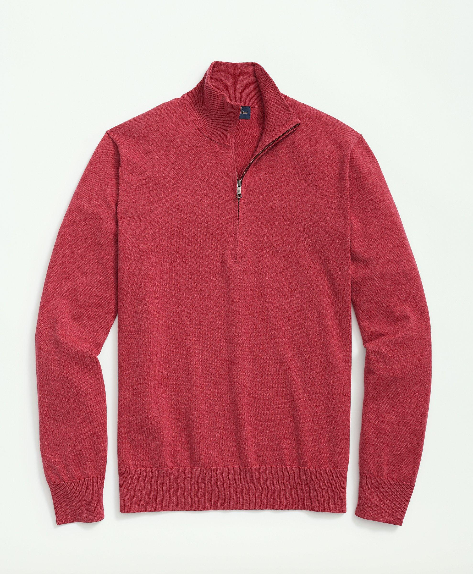 Brooks Brothers Supima Cotton Half-zip Sweater | Red | Size Small
