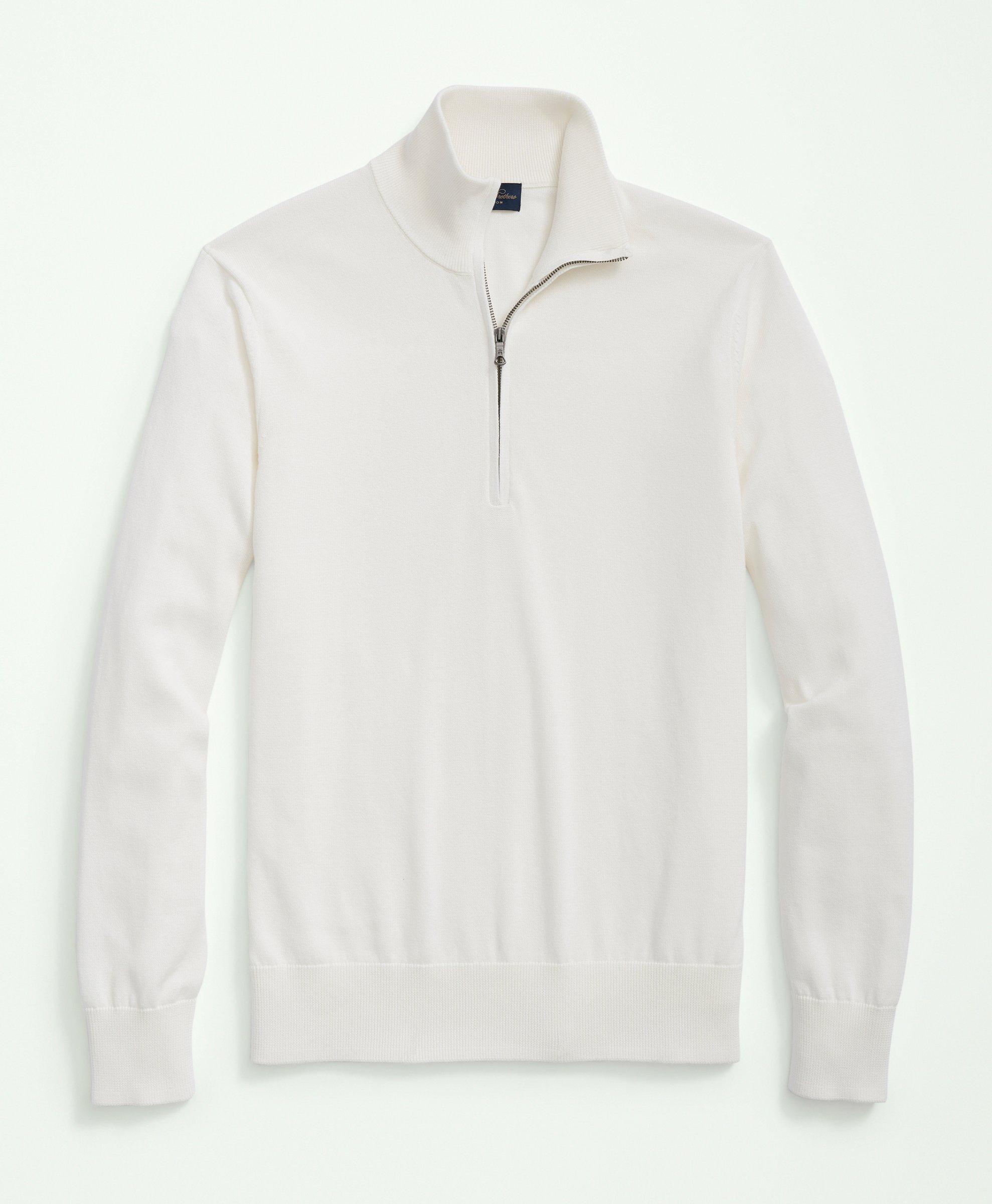 Brooks Brothers Supima Cotton Half-zip Sweater | White | Size Xs