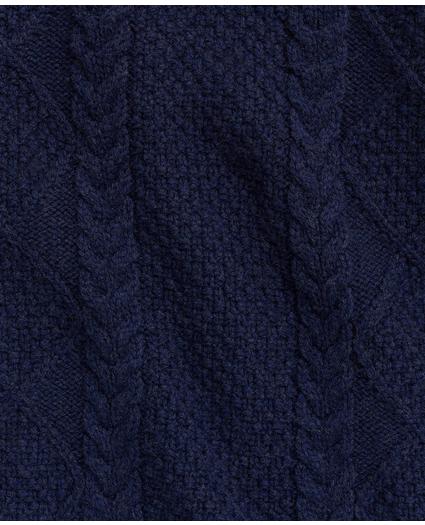 Merino Wool Mock Neck Aran Cable Sweater