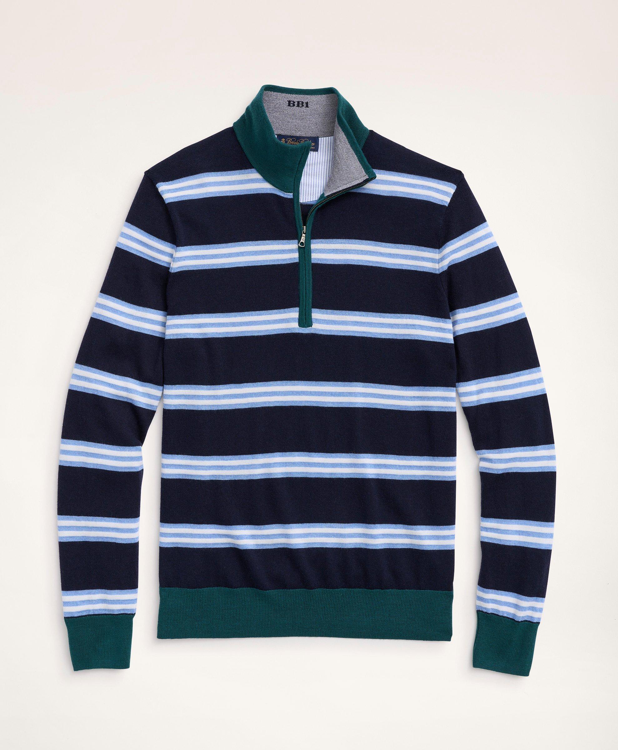 Brooks Brothers Wool Half-zip Sweater | Navy | Size Medium