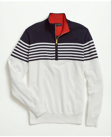 Supima Cotton Half-Zip Mariner Stripe Sweater
