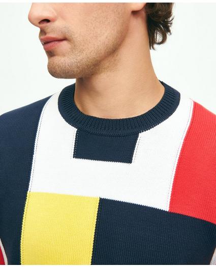 Supima Cotton Nautical Flag Crewneck Sweater