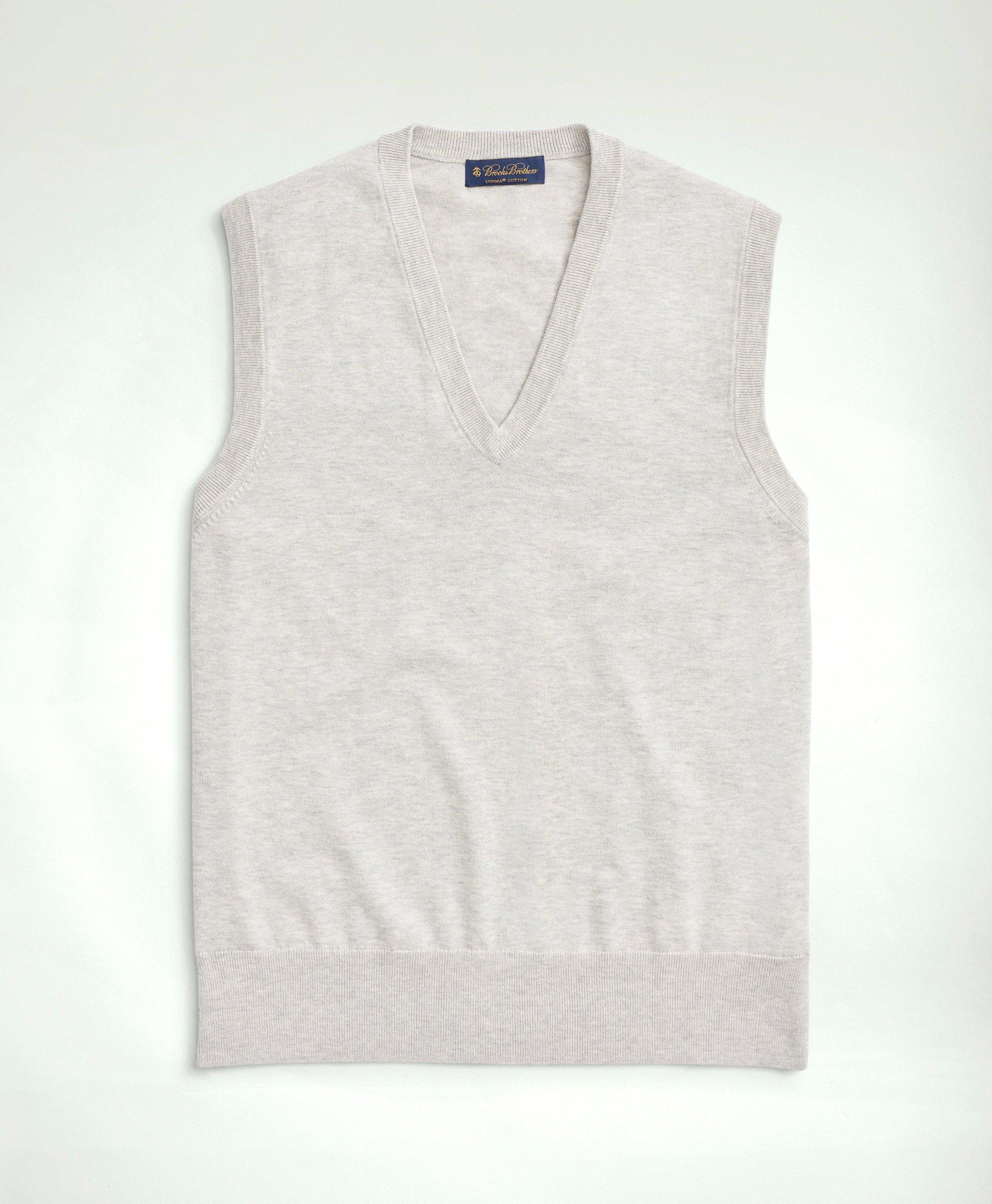 Brooks Brothers Supima Cotton Sweater Vest | Grey | Size Large
