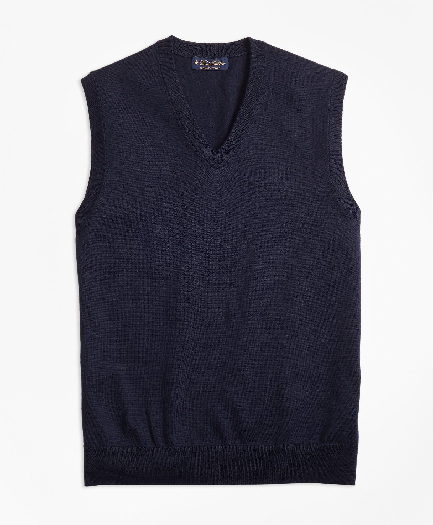 Brooks Brothers Supima Cotton Sweater Vest | Navy | Size Small
