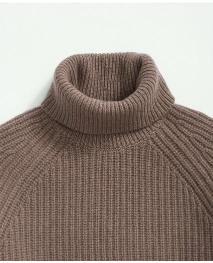 Merino Wool Cashmere English Rib Turtleneck Sweater