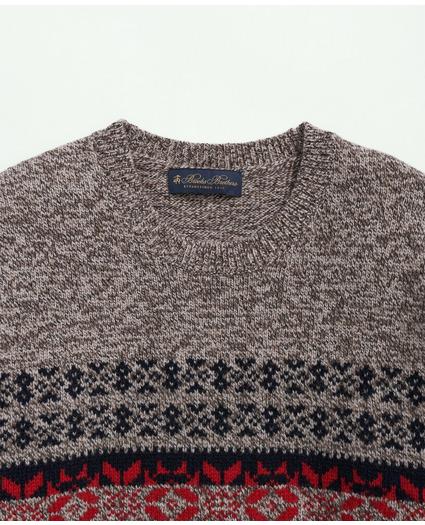 Merino Wool Intarsia Fair Isle Crewneck Sweater