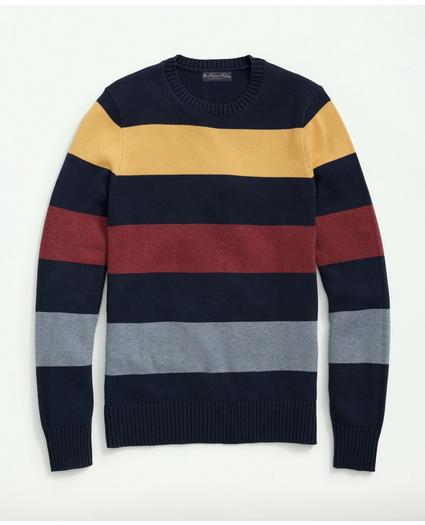 Cotton Crewneck Rugby Stripe Sweater