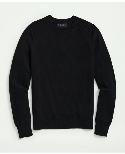 Brooks Brothers 3-ply Cashmere Crewneck Saddle Shoulder Sweater | Black | Size Large