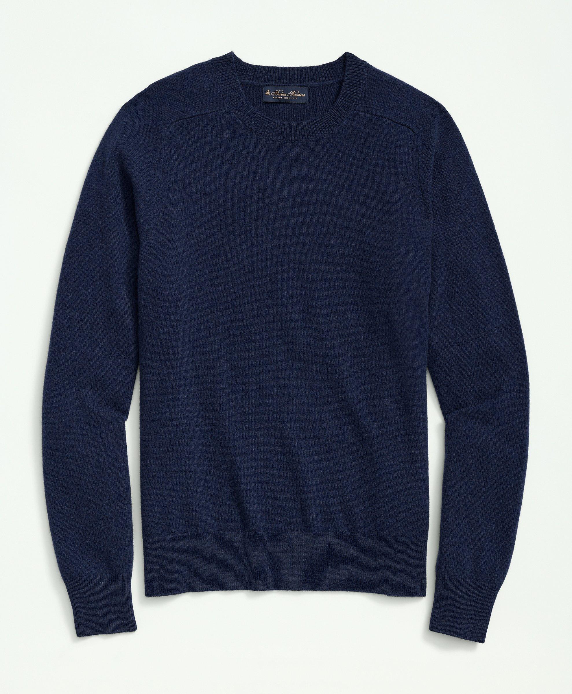 Brooks Brothers 3-ply Cashmere Crewneck Saddle Shoulder Sweater | British Blue | Size 2xl
