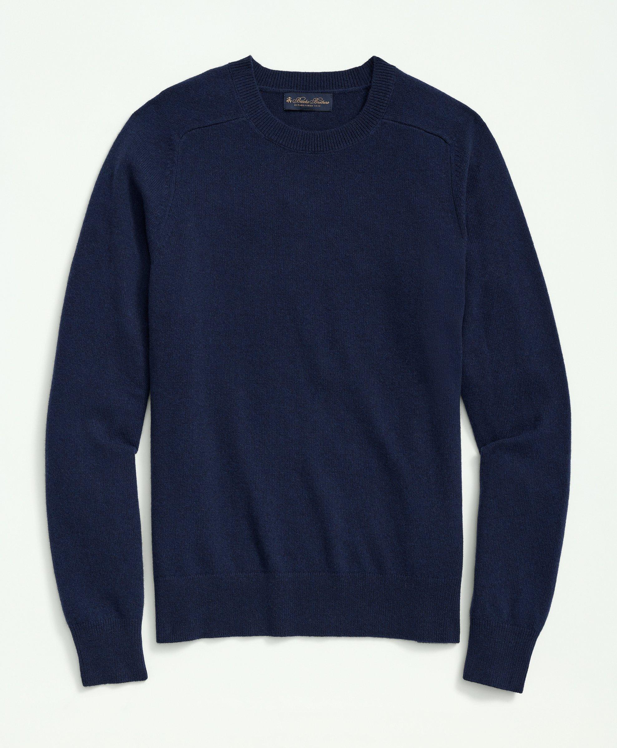 Brooks Brothers 3-ply Cashmere Crewneck Saddle Shoulder Sweater In British Blue
