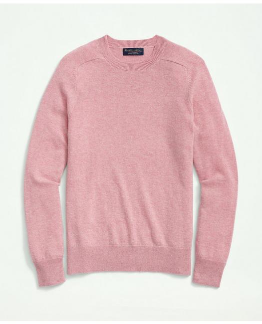 Brooks Brothers 3-ply Cashmere Crewneck Saddle Shoulder Sweater | Pink | Size 2xl