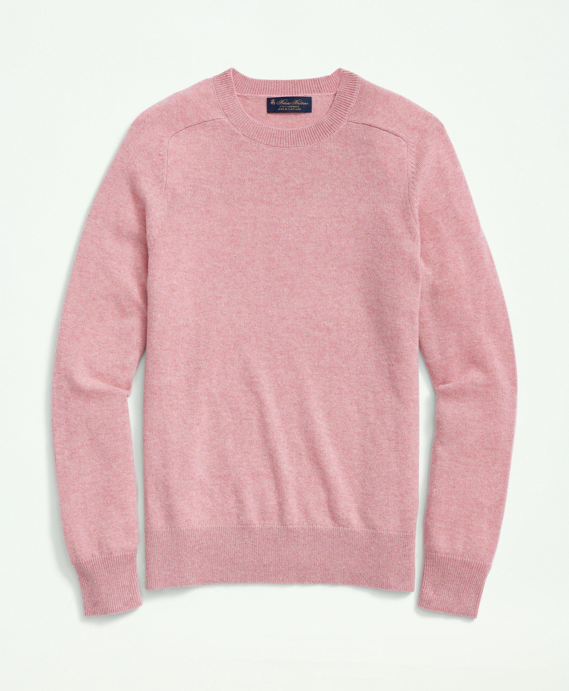 Brooks Brothers 3-ply Cashmere Crewneck Saddle Shoulder Sweater | Pink | Size 2xl