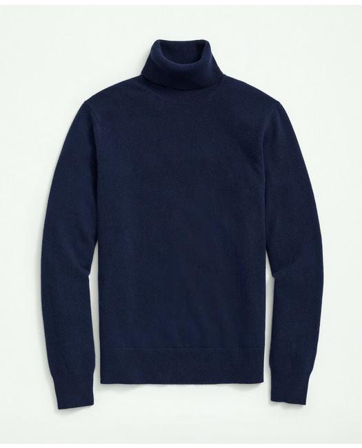 Brooks Brothers 3-ply Cashmere Turtleneck Sweater | British Blue | Size Large