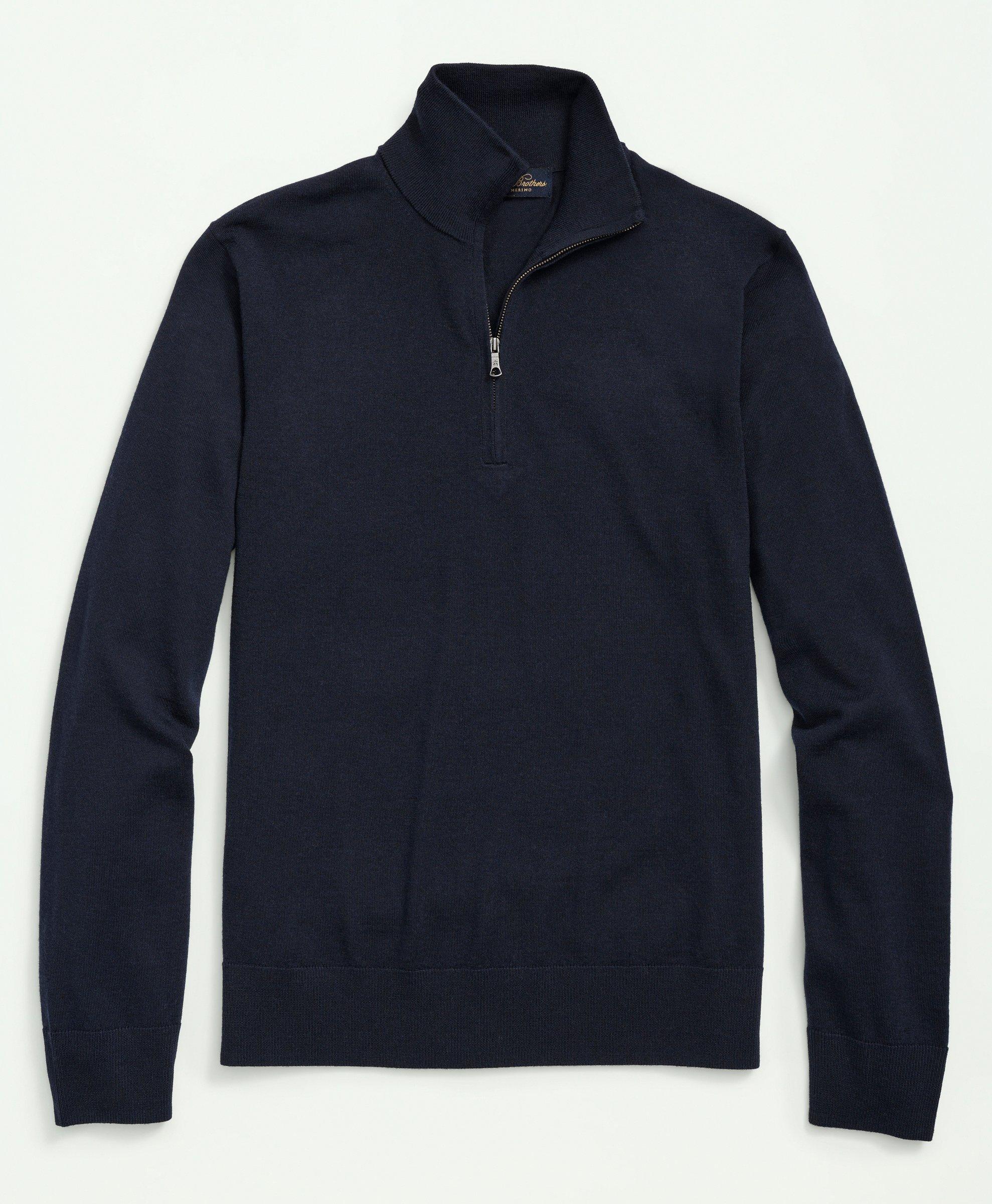 Dark Navy Merino Half Zip Sweater