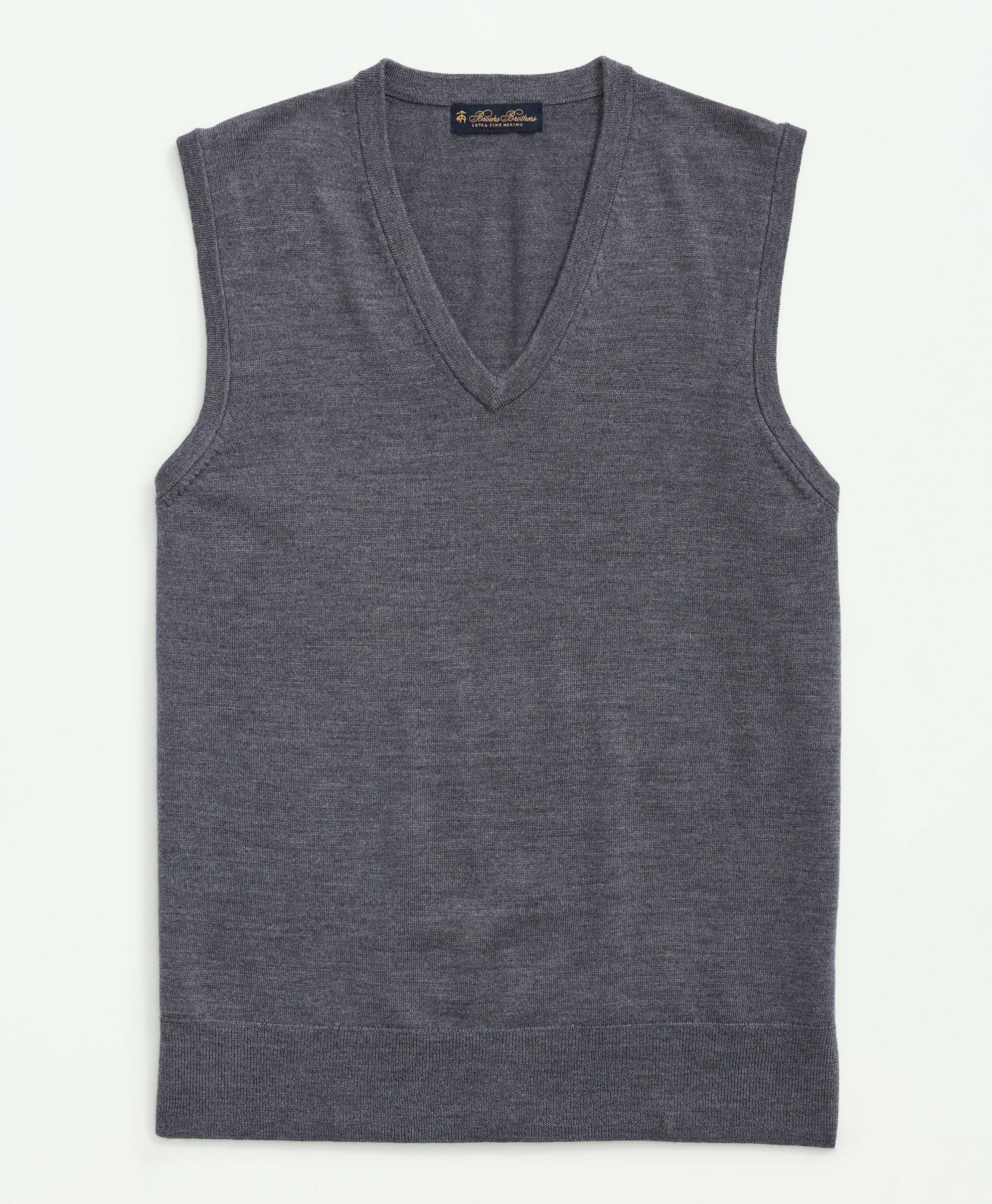 Brooks Brothers Fine Merino Wool Sweater Vest | Grey Heather | Size Xs