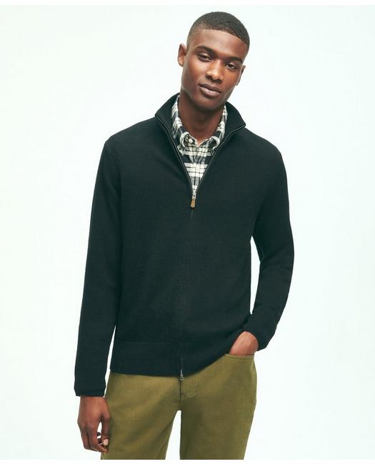 Brooks Brothers 3-ply Cashmere Full Zip Sweater | Black | Size Medium