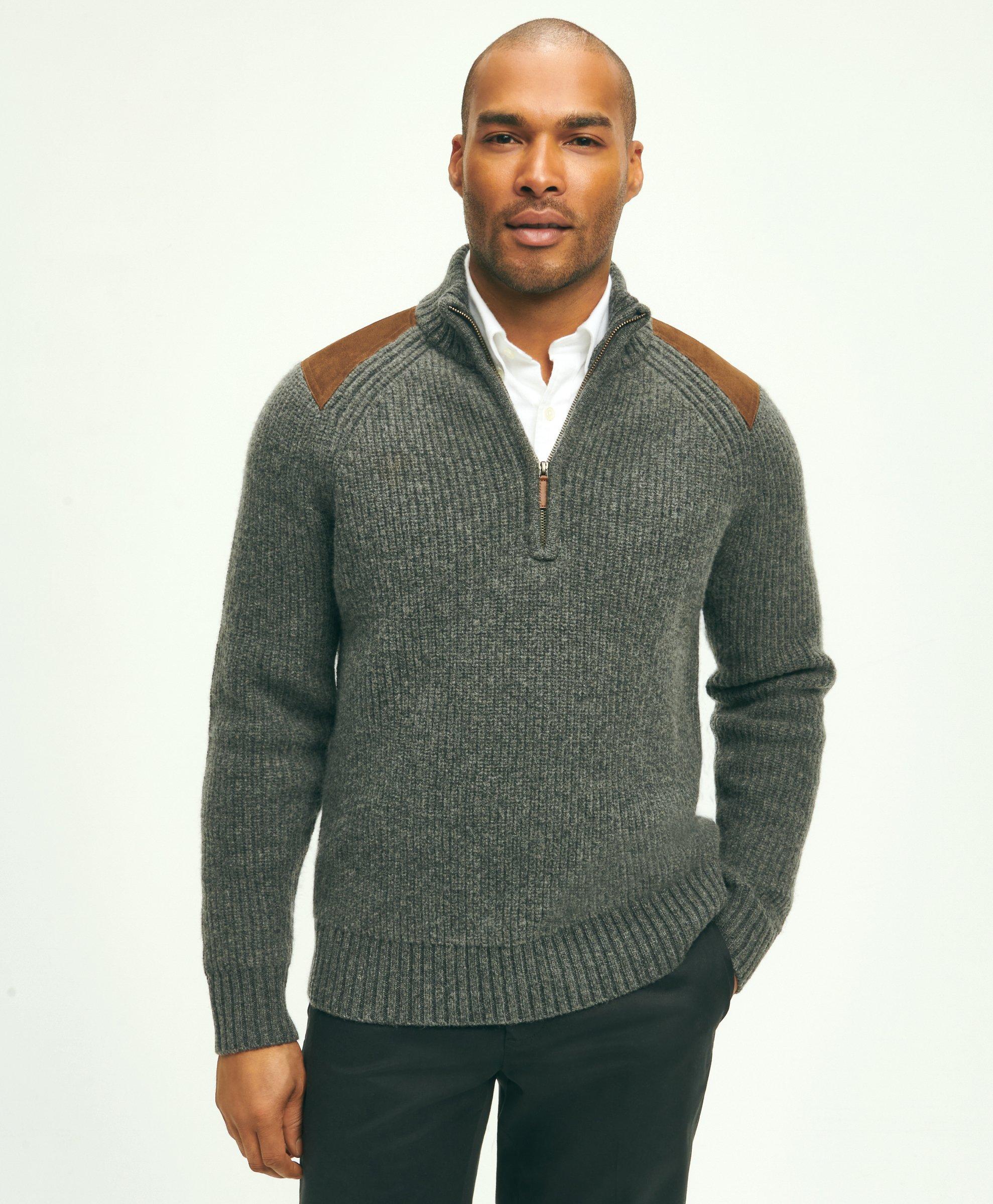 Mens Lambswool Zip Neck Sweater