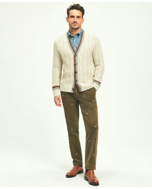 Shop Brooks Brothers Alpaca Wool Tennis Cardigan | Cream | Size Medium