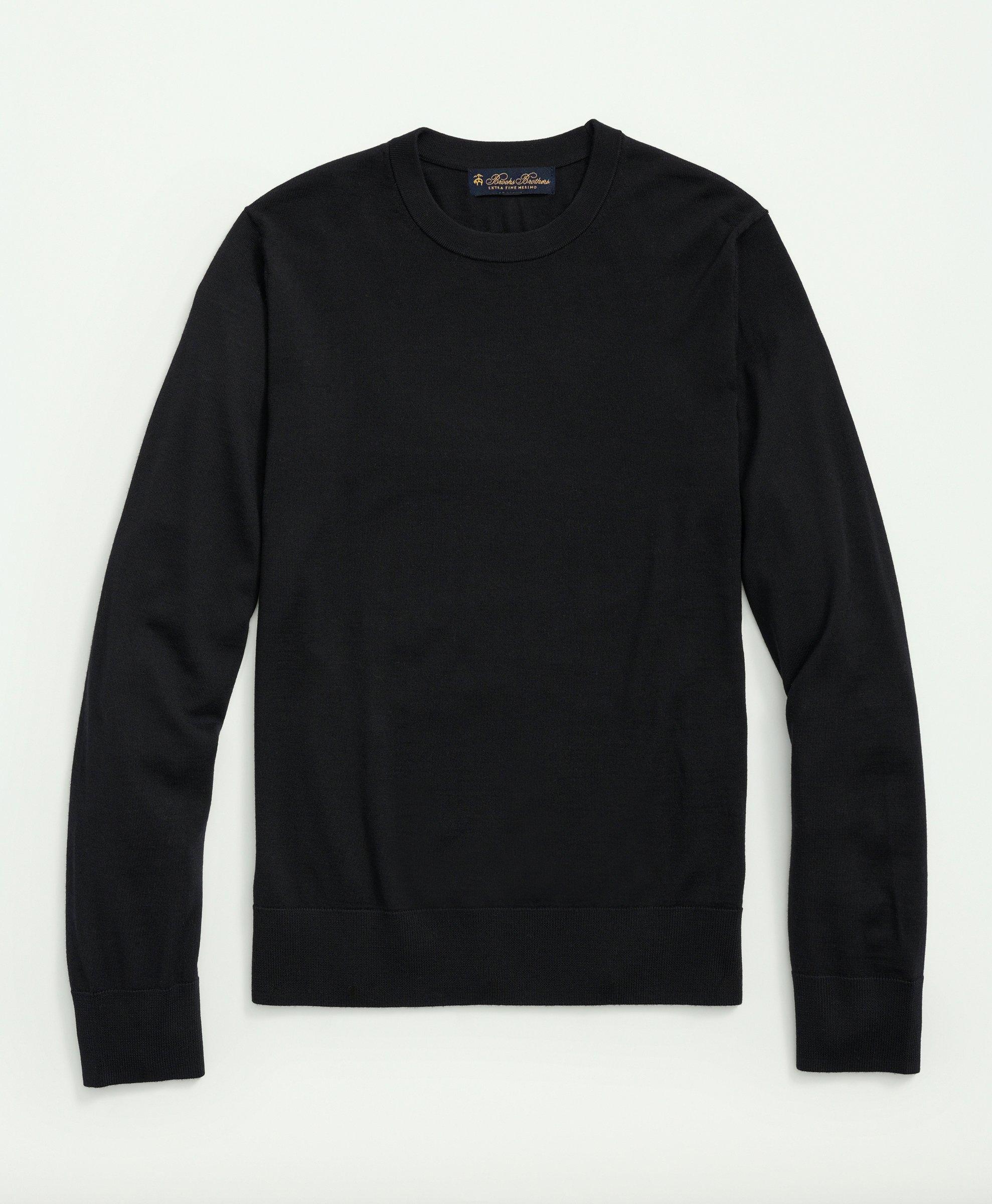 Brooks Brothers Fine Merino Wool Crewneck Sweater | Black | Size Small
