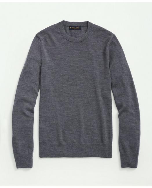 Brooks Brothers Fine Merino Wool Crewneck Sweater | Grey Heather | Size Small