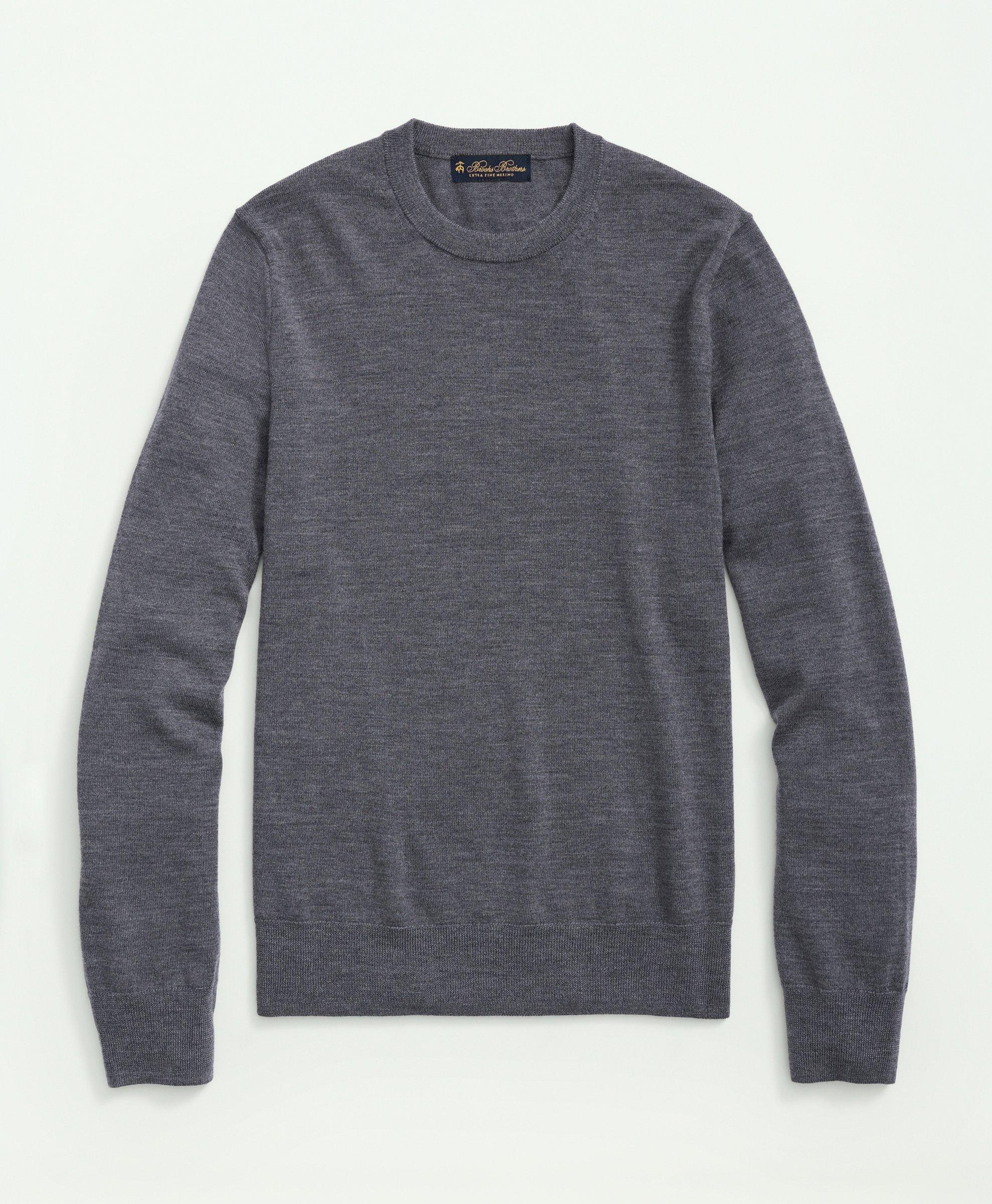 Brooks Brothers Fine Merino Wool Crewneck Sweater | Grey Heather | Size Small
