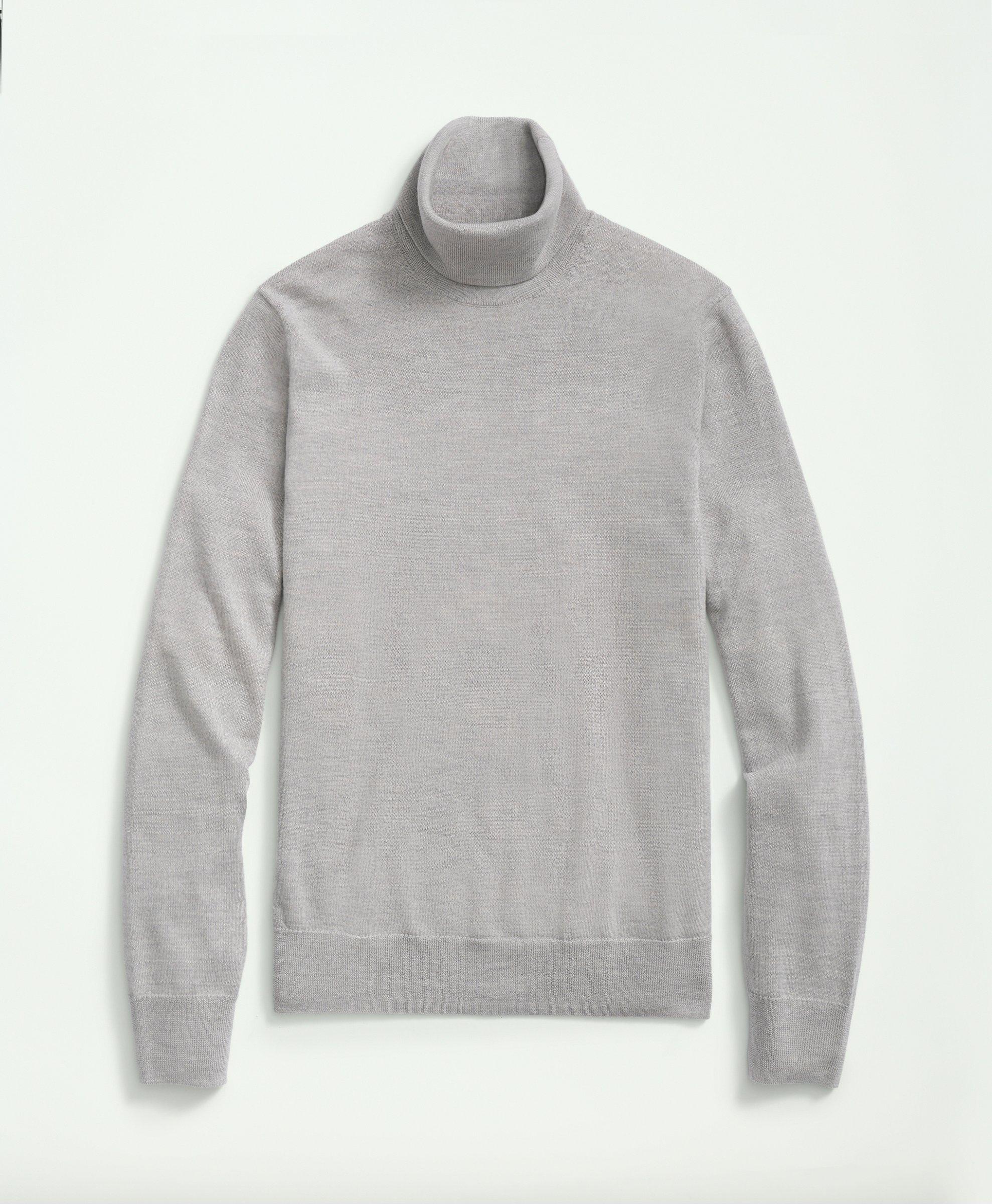 Brooks Brothers Fine Merino Wool Turtleneck Sweater | Grey Heather | Size Xl