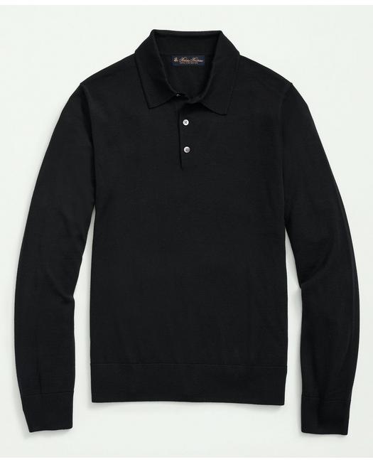 Brooks Brothers Fine Merino Wool Sweater Polo | Black | Size Large