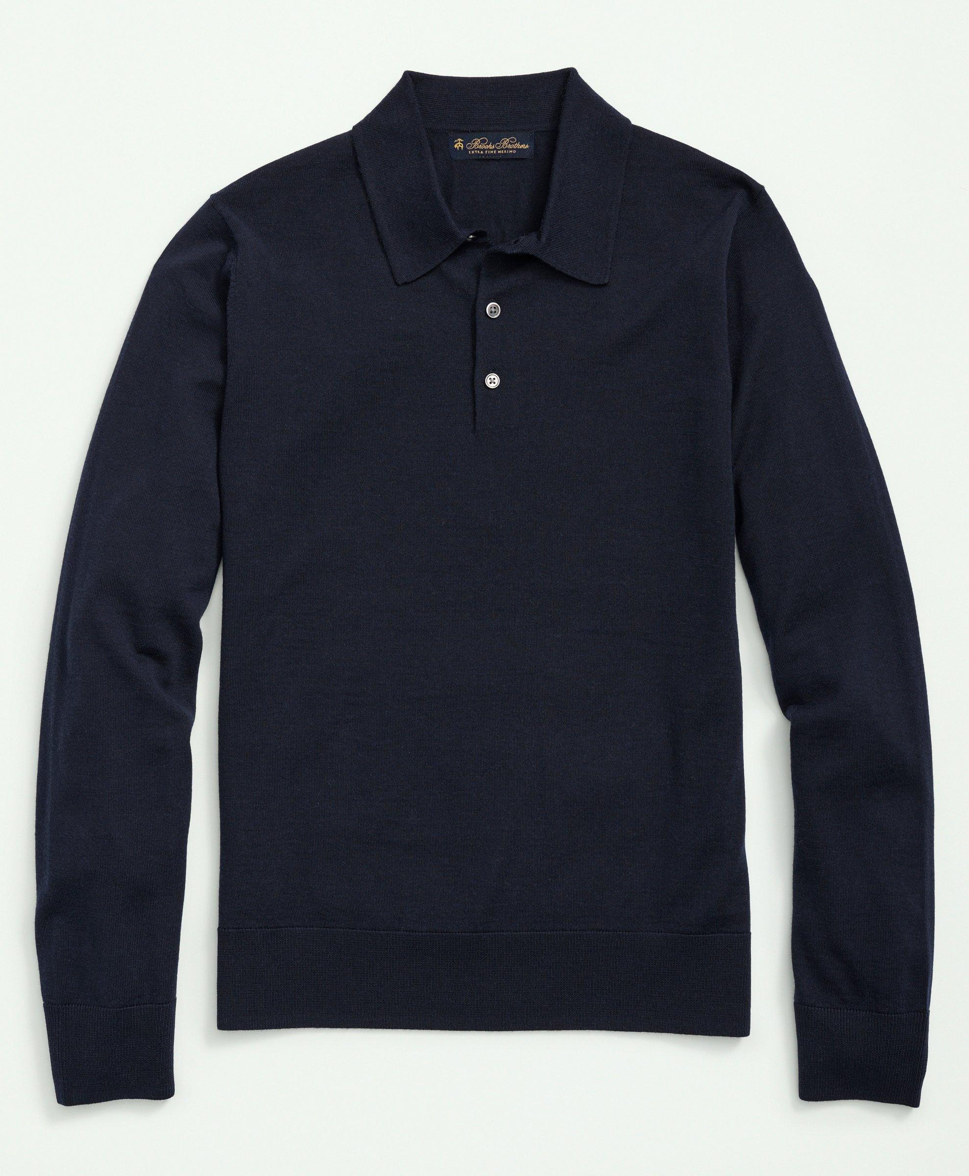 Brooks Brothers Fine Merino Wool Sweater Polo | Navy | Size Large