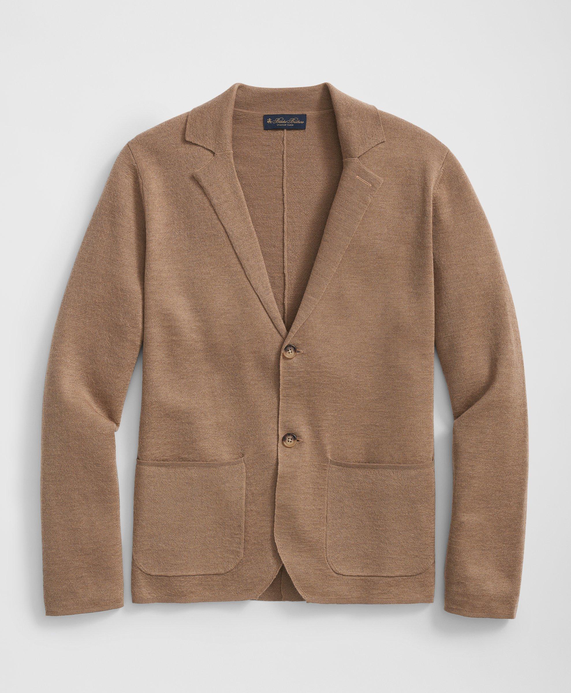 Brooks Brothers Fine Merino Wool Sweater Blazer In Camel
