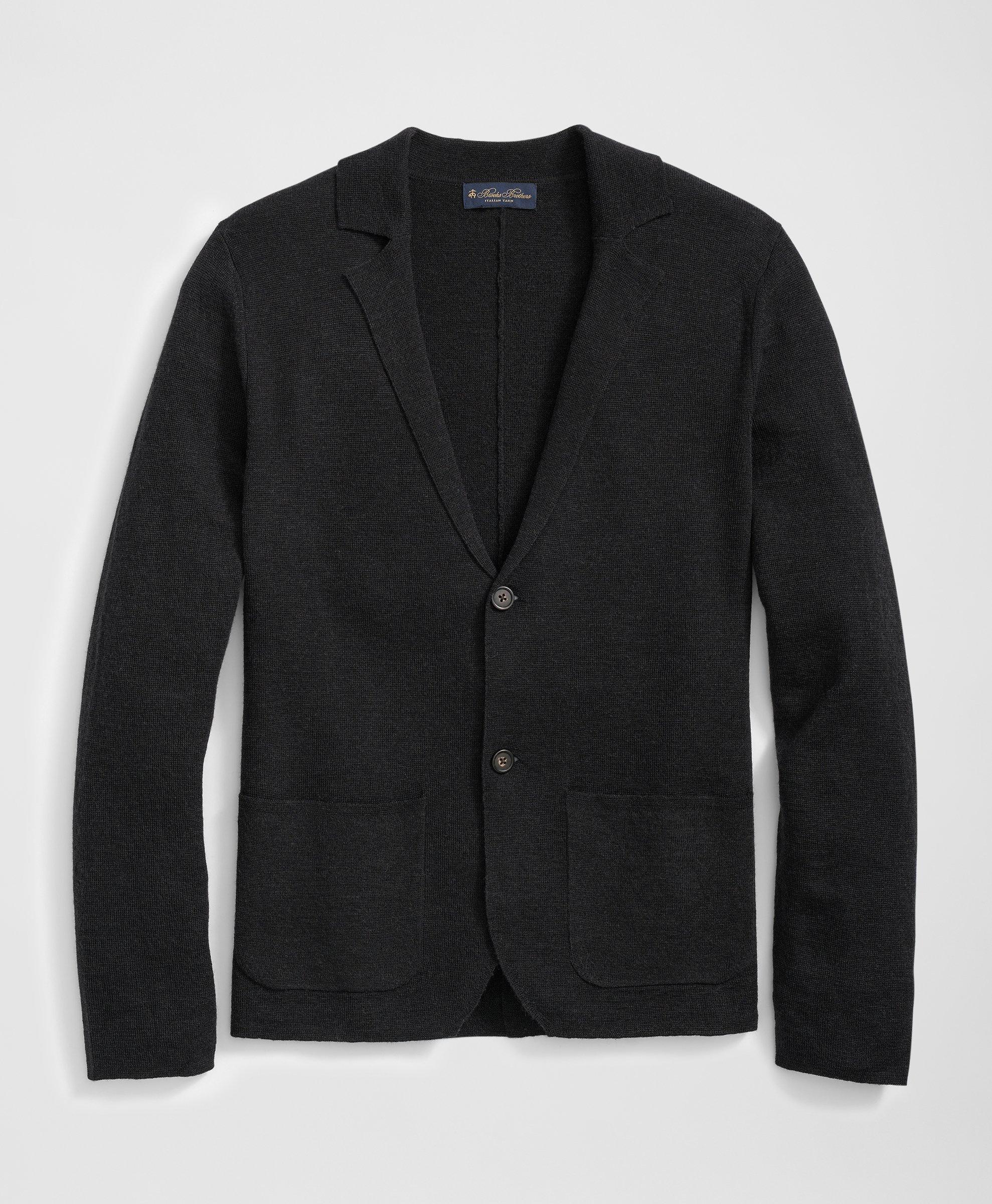 Brooks Brothers Fine Merino Wool Sweater Blazer In Charcoal