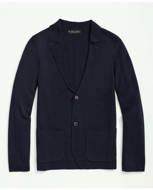 Brooks Brothers Fine Merino Wool Sweater Blazer | Navy | Size Large