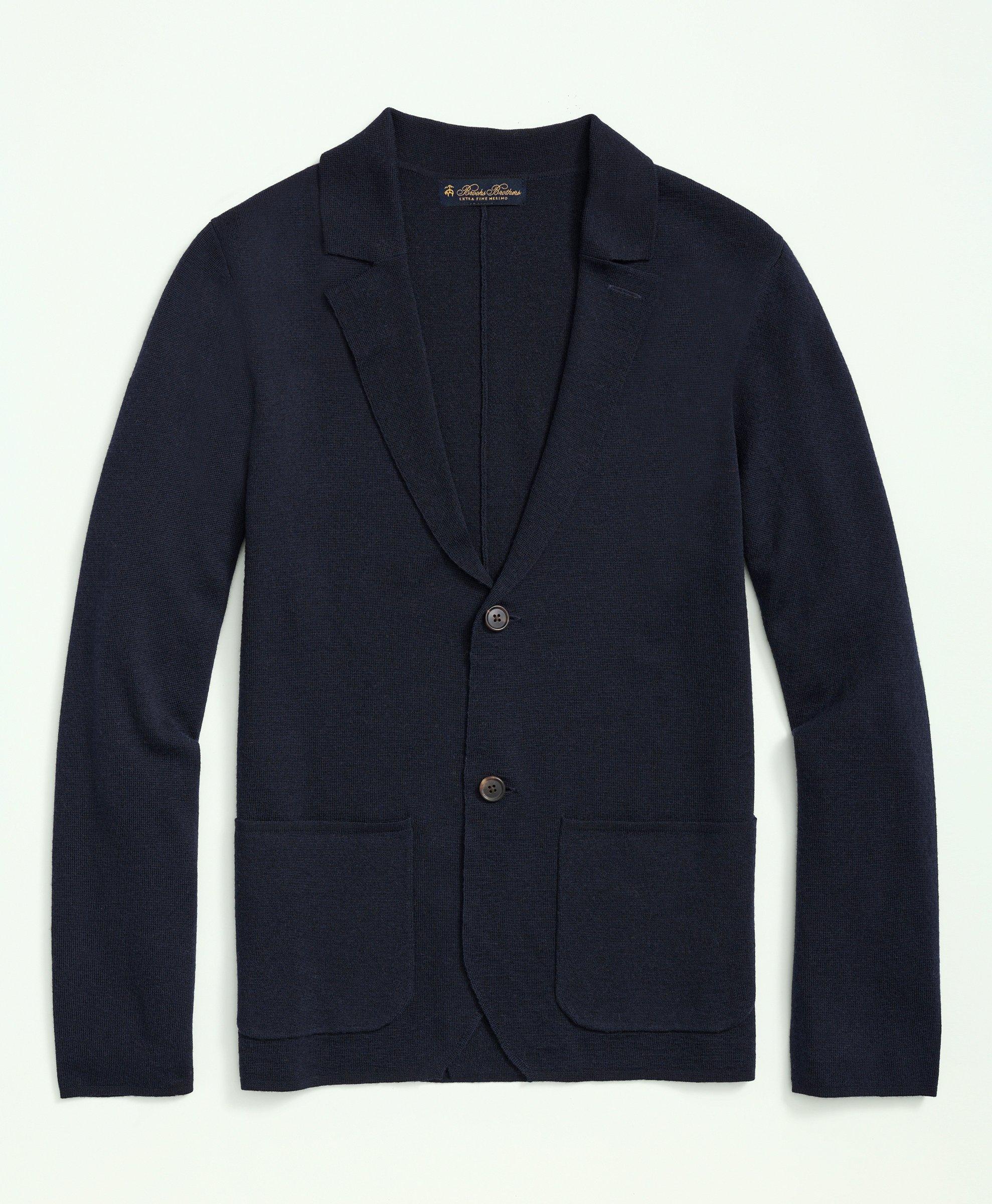 Brooks Brothers Fine Merino Wool Sweater Blazer | Navy | Size Small