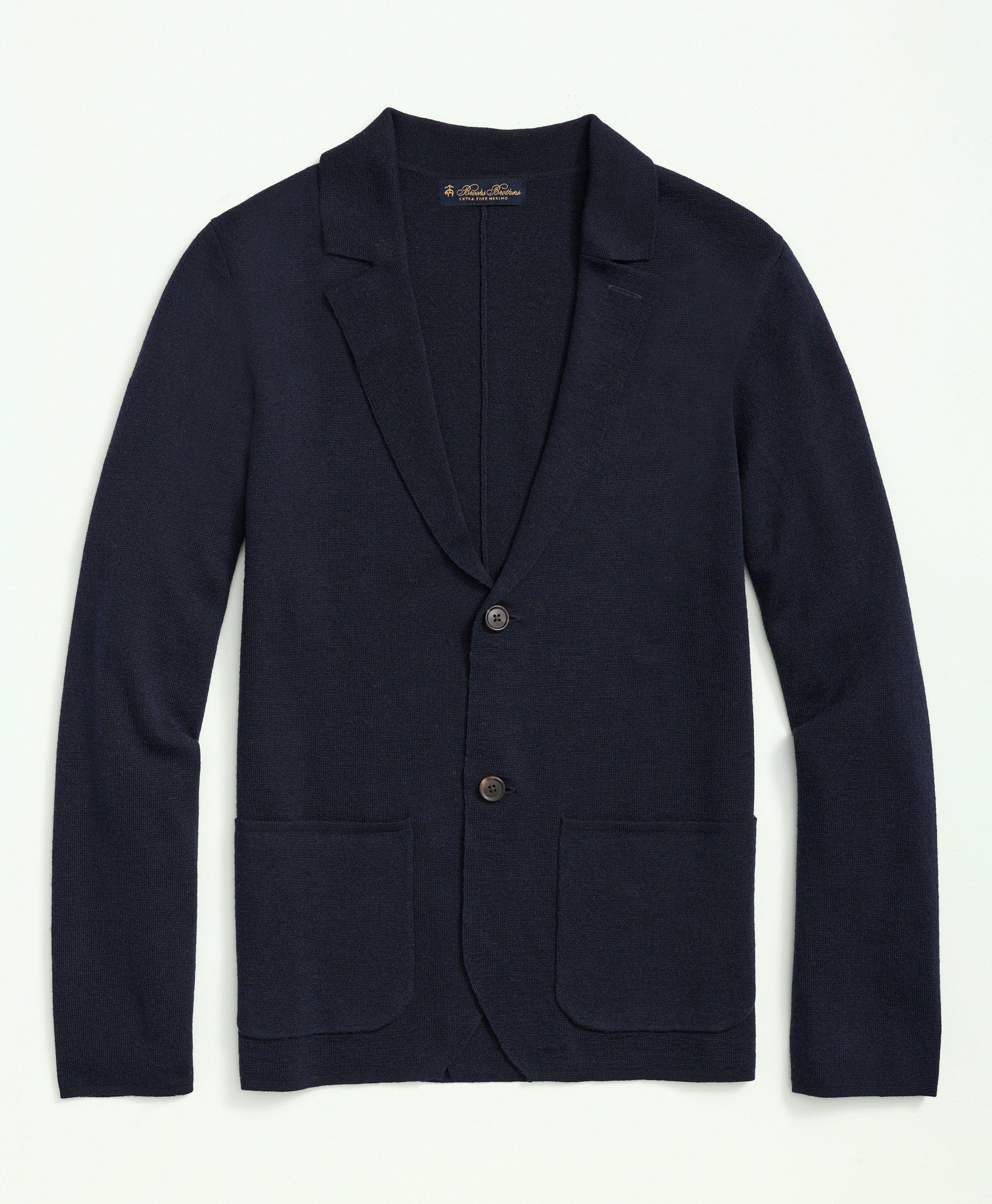 Brooks Brothers Fine Merino Wool Sweater Blazer In Navy