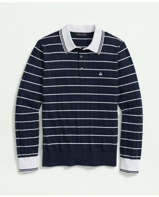 Shop Brooks Brothers Vintage-inspired Long-sleeve Tennis Polo In Supima Cotton | Navy | Size Xl