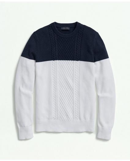 Colorblocked Cable Knit Sweater In Supima Cotton