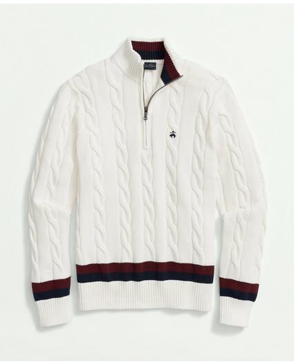Cable Knit Tennis Half-Zip Sweater in Supima Cotton