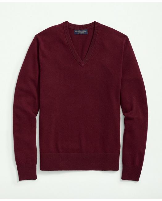 Brooks Brothers 3-ply Cashmere V-neck Sweater | Cabernet | Size Xl