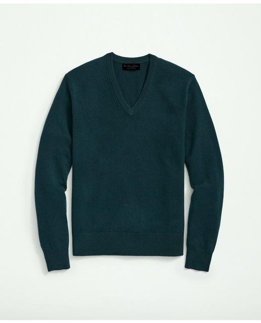 Brooks Brothers 3-ply Cashmere V-neck Sweater | Forest Green | Size Xs