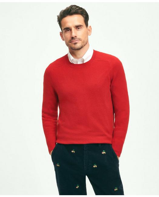 Brooks Brothers 3-ply Cashmere Crewneck Saddle Shoulder Sweater | Red | Size Medium