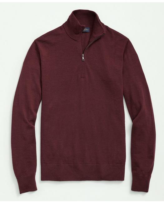 Brooks Brothers Fine Merino Wool Half-zip Sweater | Burgundy | Size Xs