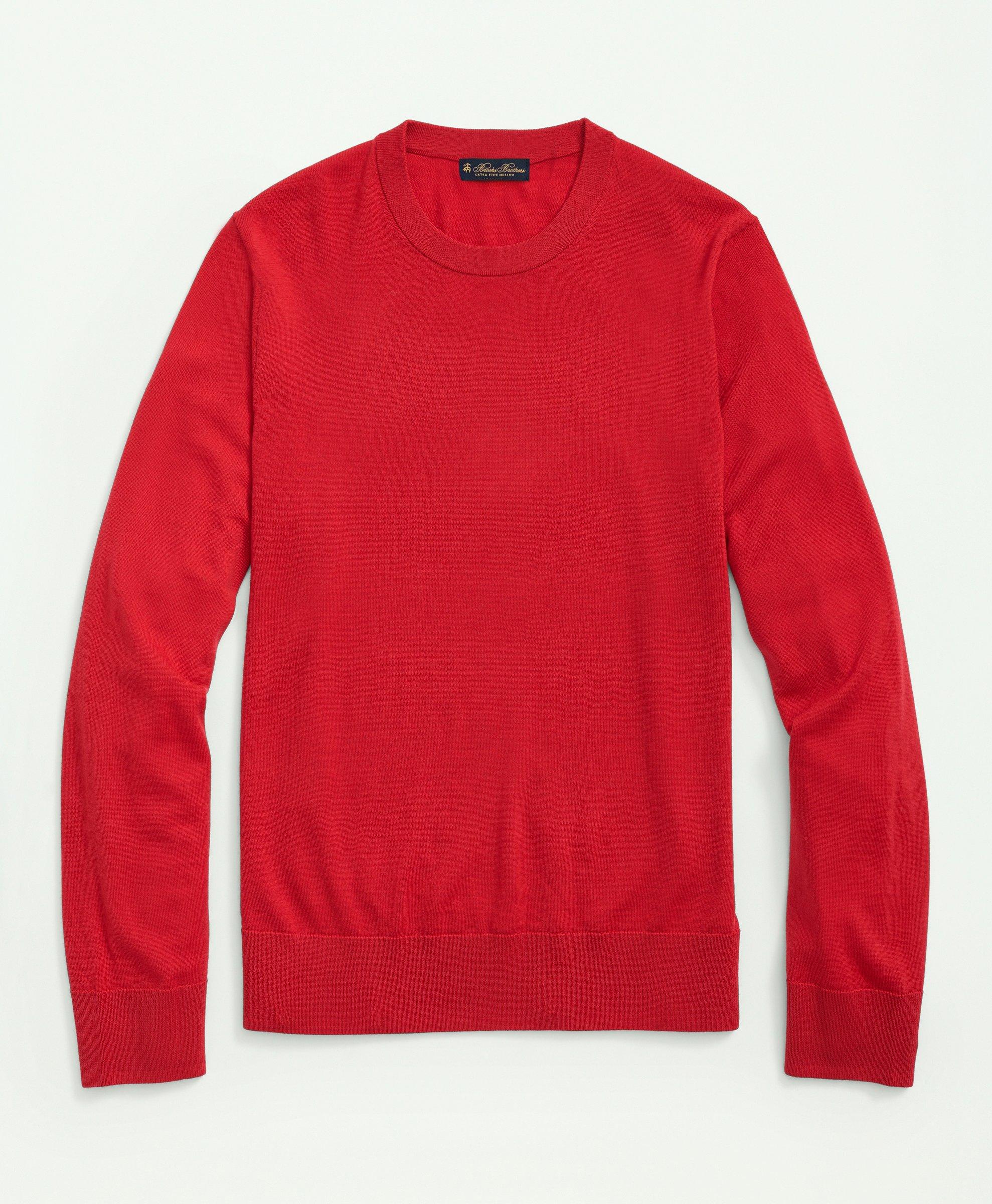 Brooks Brothers Fine Merino Wool Crewneck Sweater | Red | Size Xl