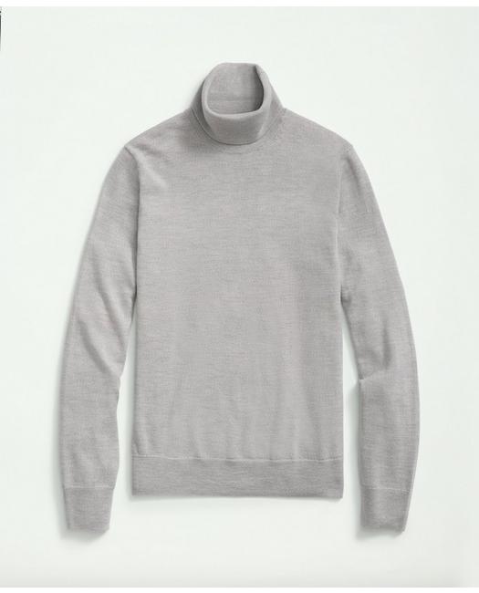Brooks Brothers Fine Merino Wool Turtleneck Sweater | Grey Heather | Size Large