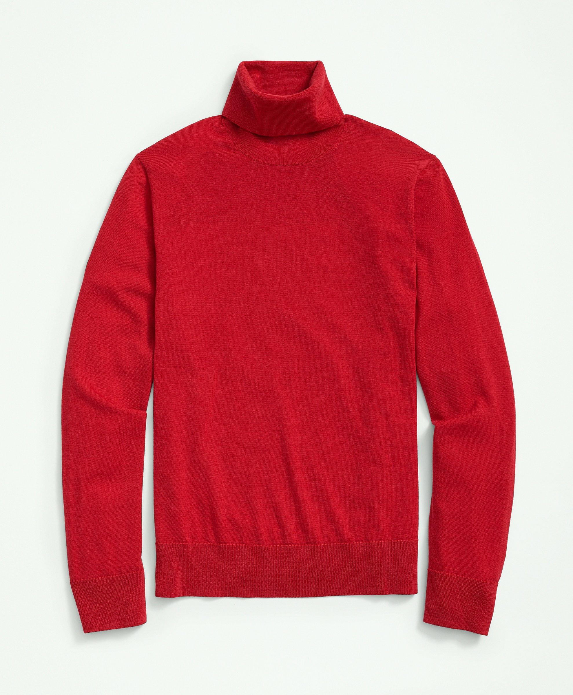 Brooks Brothers Fine Merino Wool Turtleneck Sweater | Red | Size Large