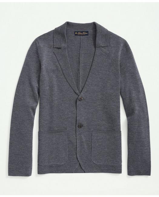 Brooks Brothers Fine Merino Wool Sweater Blazer | Grey Heather | Size Large