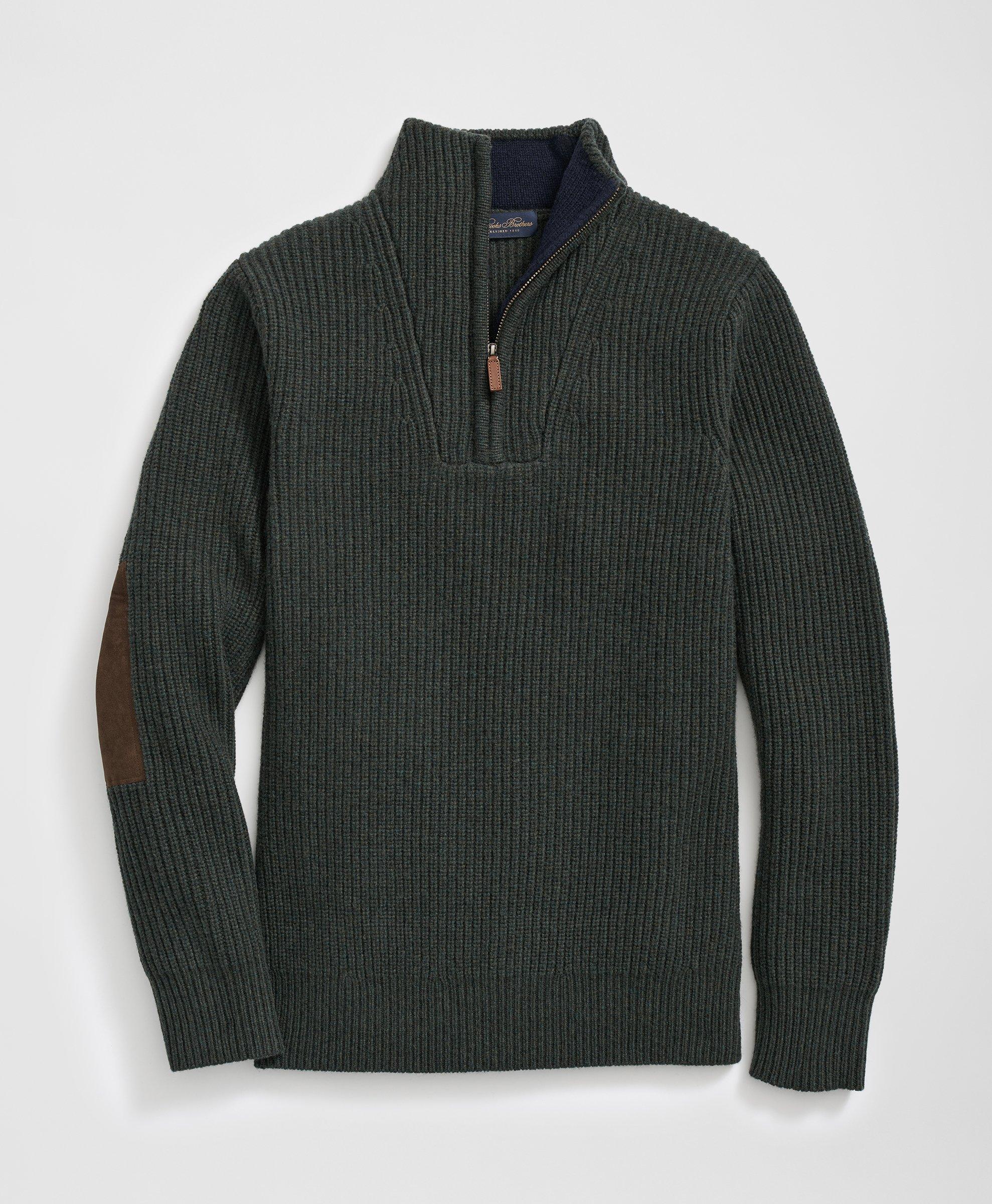 Green sweater with elbow patches best sale