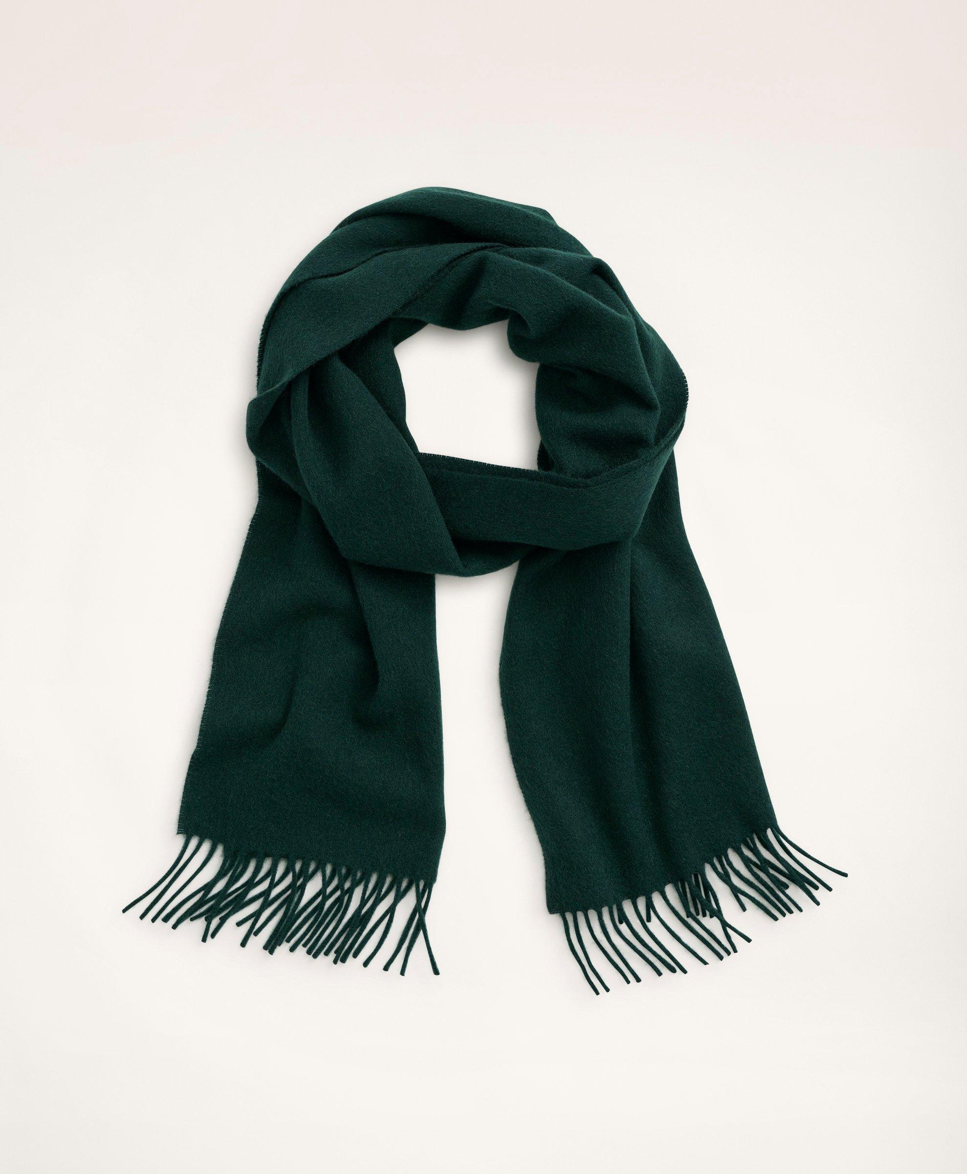 Brooks Brothers Cashmere Fringed Scarf | Dark Green
