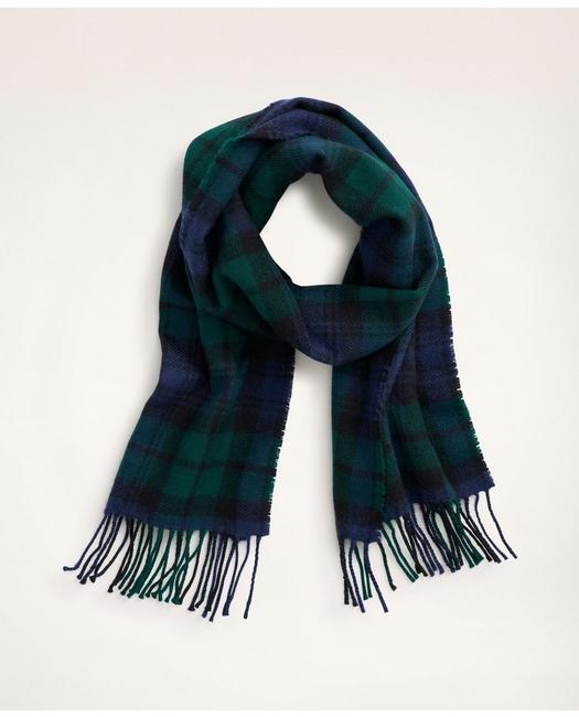 Brooks Brothers Lambswool Fringed Scarf | Navy/green In Navy,green