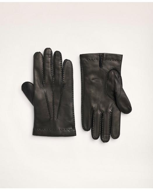 Brooks Brothers Lambskin Gloves With Cashmere Lining | Black | Size Medium